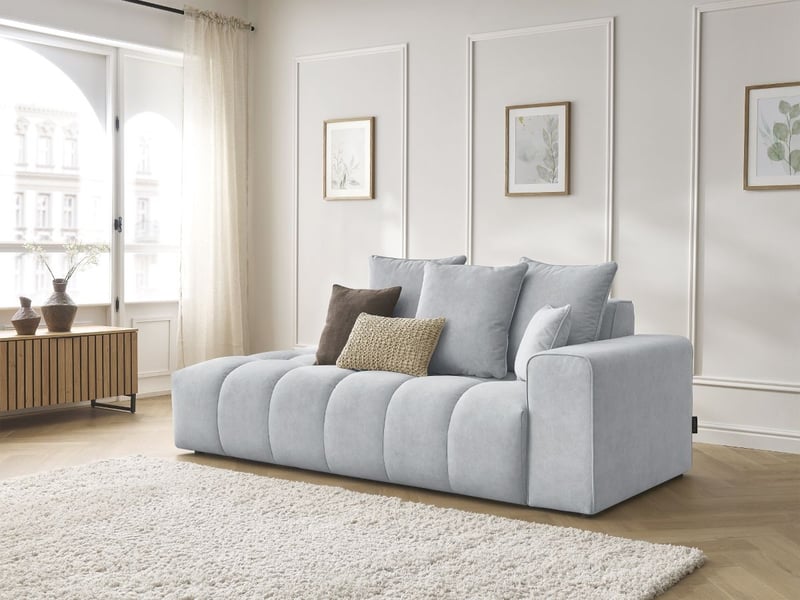  Bobochic canapé droit fixe mont-blanc velours gris clair  accoudoir droit MONT-BLANC - Conforama B