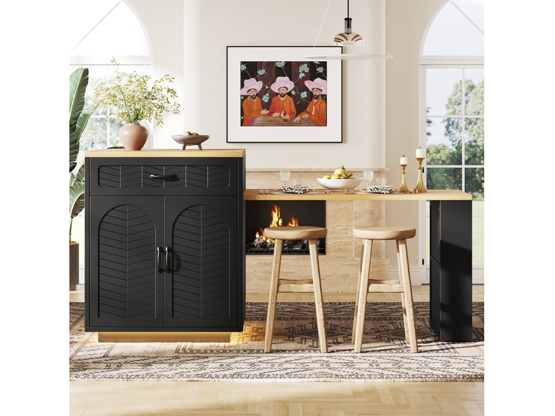 Îlot de cuisine avec table extensible et rangements evryae - Conforama D