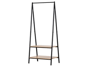 Portant à vêtements penderie triangulaire 64x43x149 cm 2 étagères mdf bois clair acier noir
