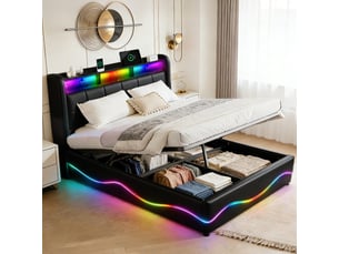Lit coffre 160x200 cm EBD854Q-BK coloris noir