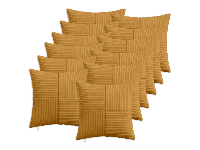  Lot de 12 housses de coussin almelo jaune 50 x 50 cm velours côtelé cf49020  - Conforama B