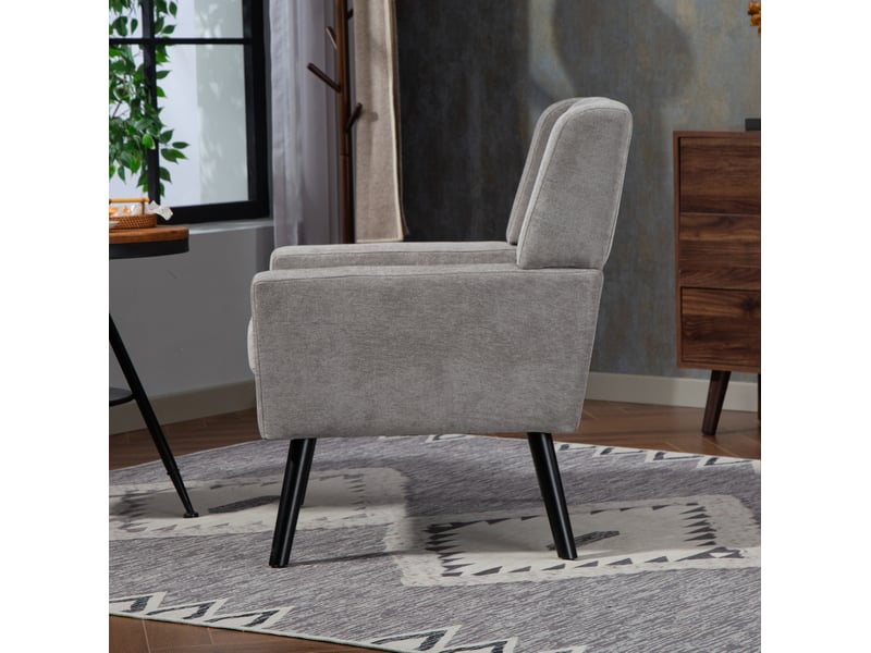  Fauteuil et banquette 2 pièces avec coussins en mousse haute densité et pieds en bois massif, gris clair  - Conforama E