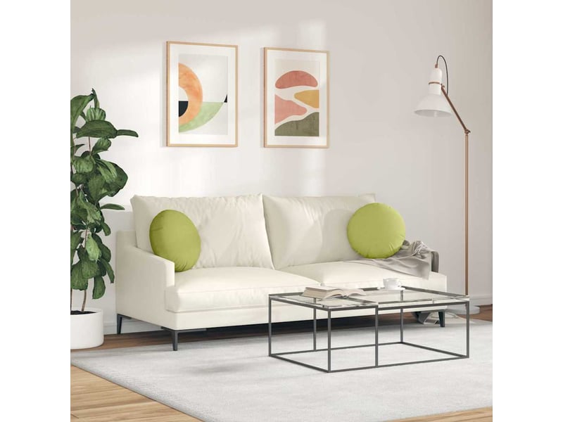  Lot de 2 coussins de siège, coussins décoratifs tissu vert clair ø40 x 13 cm cf59869  - Conforama D
