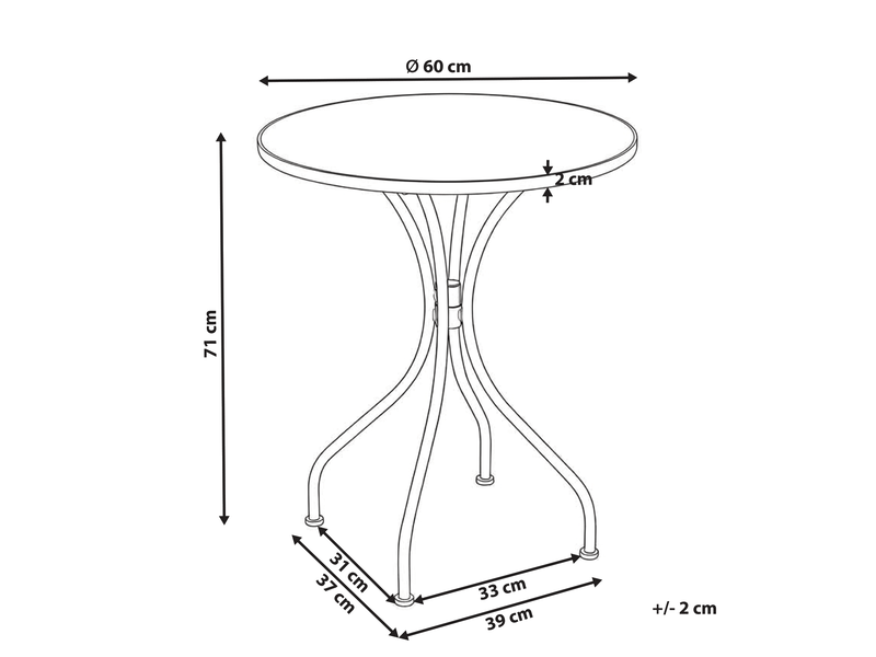  Table bistrot sirolo 60 cm 60 cm métal blancbleu  - Conforama C