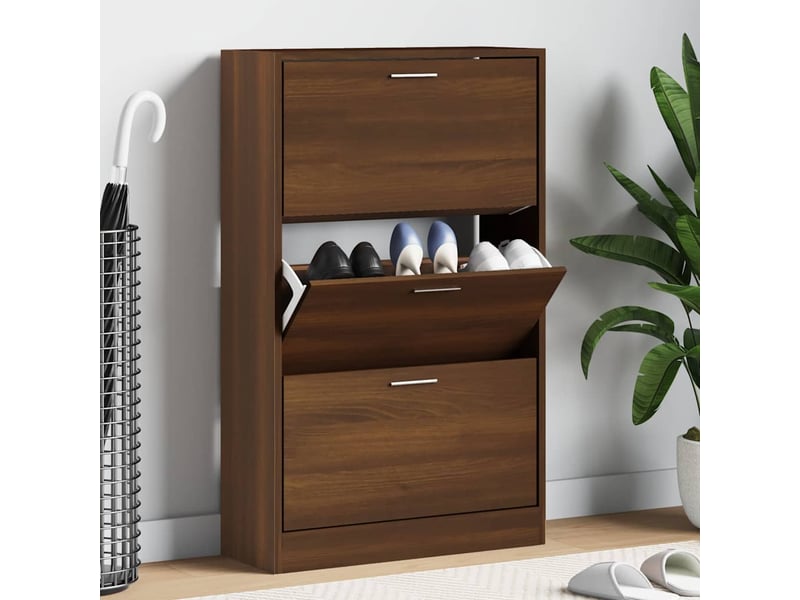  Meuble à chaussure | armoire à chaussures chêne marron 63x24x103cm bois d'ingénierie  - Conforama B