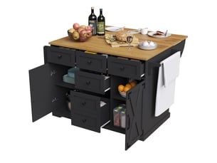 Desserte de cuisine 147x44x93 cm pliante mdf métal noire
