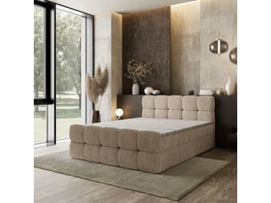 Lit avec rangement 140x200 cm <strong>MASSENO</strong> <strong></strong> coloris beige