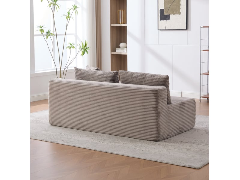 Canapé modulaire 2 places en chenille gris avec chaise longue - Conforama B