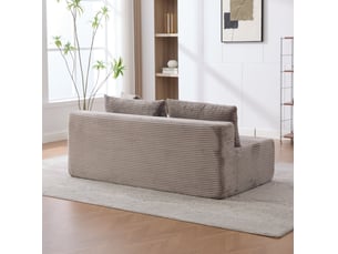 Canapé modulaire 2 places en chenille gris avec chaise longue