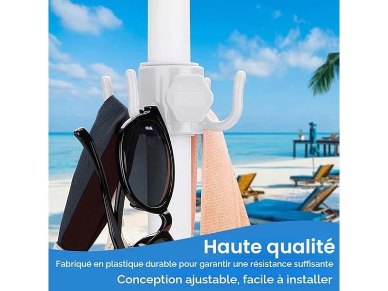 Crochet de parasol à quatre branches, réglable, adapté aux parasols de plage, au camping et aux voyages - léger et durable, blanc - ysk0005158ly YSK0005158LY - Conforama C