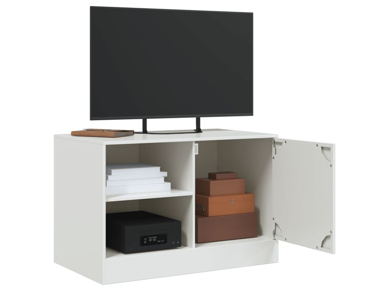  Lot de 2 meuble tv bas salon blanc 67x39x44 cm acier shl65903  - Conforama D