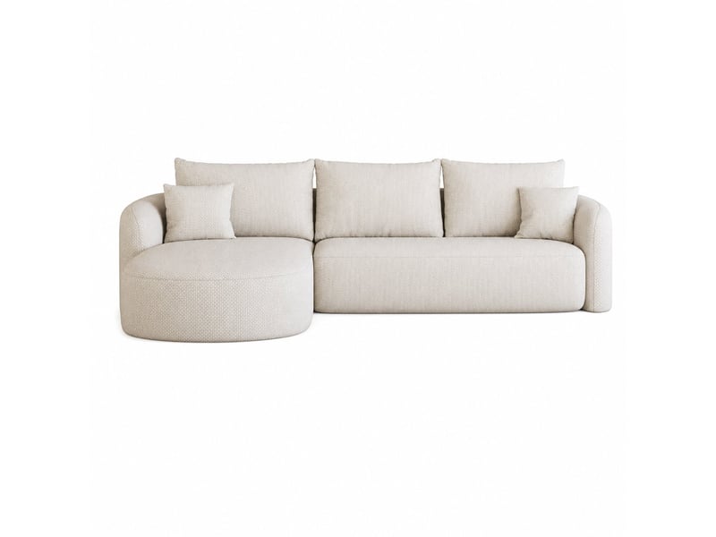  Canapé d'angle en l modulaire 266 cm, mousse compressée, tissu blanc, sans montage Y168-L-CHAISE-2SEATER-WHITE - Conforama A