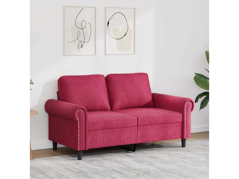  Canapé droit, sofa, canapé à 2 places rouge bordeaux 120 cm velours cf20356  - Conforama B