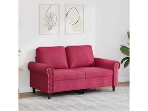 Canapé droit, sofa, canapé à 2 places rouge bordeaux 120 cm velours cf20356