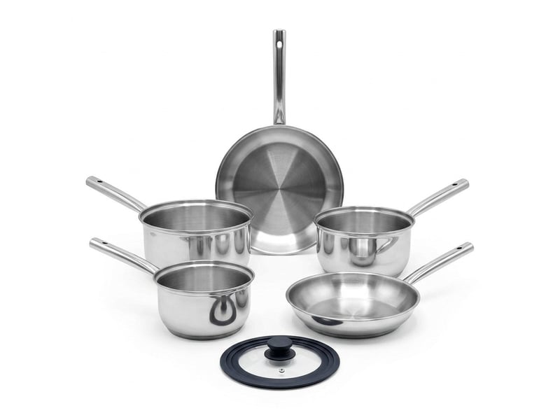 Lot de 3 casseroles 182022 cm et 2 poêles en inox 2428 cm fackelmann rhona 9133850B88 - Conforama A