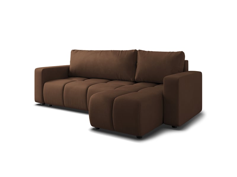 Canapé d'angle ramil, tissu peluche marron - Conforama A