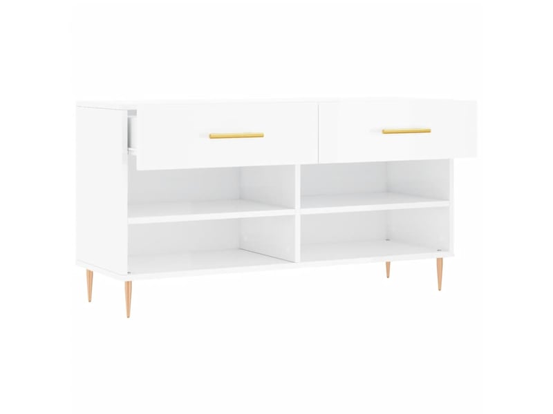  Banc à chaussures blanc brillant 102x35x55 cm bois d'ingénierie shl4744  - Conforama E