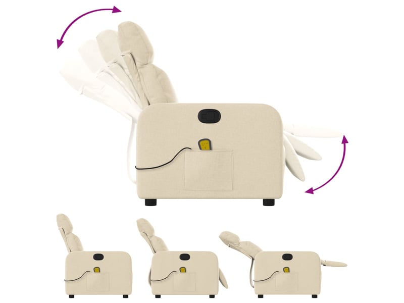  Fauteuil de relaxation tv fonction massage inclinable en tissu crème dec026895  - Conforama D
