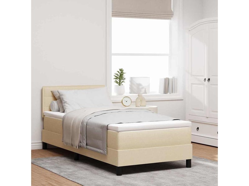  Lit adulte, lit simple, lit à ressorts avec tête de lit crème 100x200cm tissu cf17004  - Conforama B