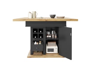 Table extensible avec rangement et portes à fermeture douce 110-140×80×75 cm noir et naturel