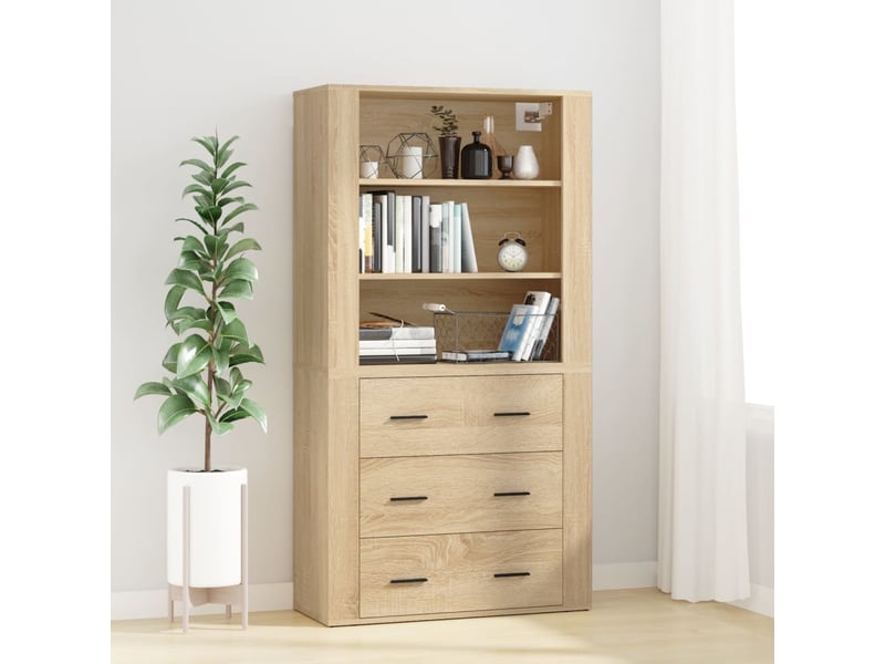  Buffet haut - bahut - meuble de rangement chêne sonoma bois d'ingénierie  - Conforama B