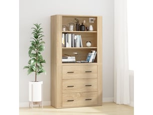 Buffet haut - bahut - meuble de rangement chêne sonoma bois d'ingénierie