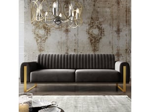 Selsey parissa - canapé - 228 cm - velours noir pieds dorés
