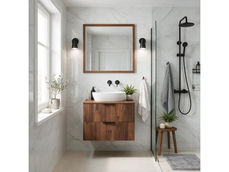  Meuble sous vasque suspendu luna effet noyer warmia 60 cm  - Conforama B