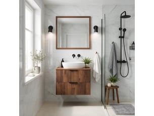 Meuble sous vasque suspendu luna effet noyer warmia 60 cm