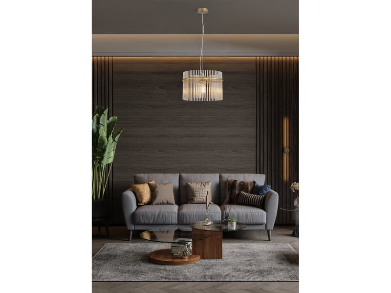  Searchlight swizzle suspension, dorée, tiges couleur champagne, 1 douille e27  - Conforama B