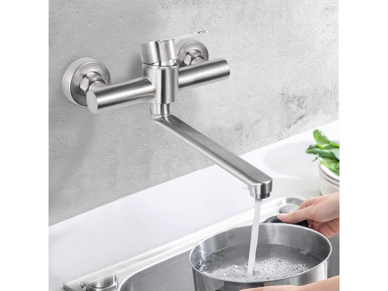  Robinet mural cuisine pivotant 360° – pour évier de cuisine  - Conforama C