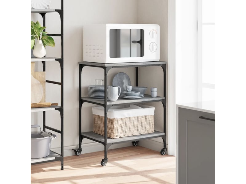  Chariot de cuisine, chariot de rangement sonoma gris 60x41x76 cm bois d'ingénierie  - Conforama D