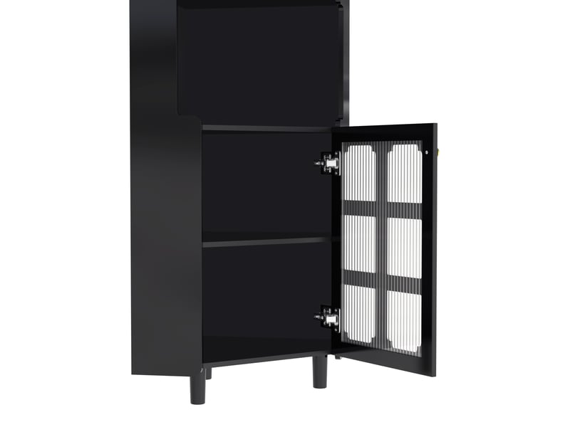  Meuble d'angle avec led 2 portes et 1 niche en mdf noir 63.5x157.5 cm N656P350896B - Conforama D