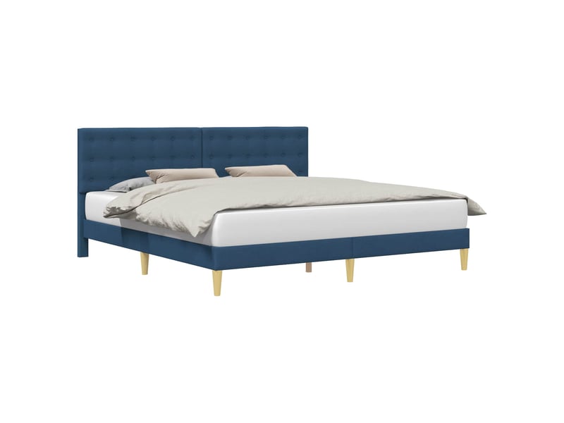  Lit double- lit adulte -  cadre de lit avec tête de lit bleu 200 x 200 cm tissu  - Conforama A
