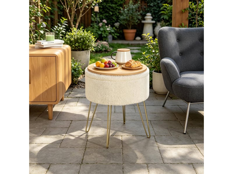  Aufbewahrungs hocker beistelltisch mit stauraum, runder pouf, couchtisch ø39 x 44 cm  - Conforama B