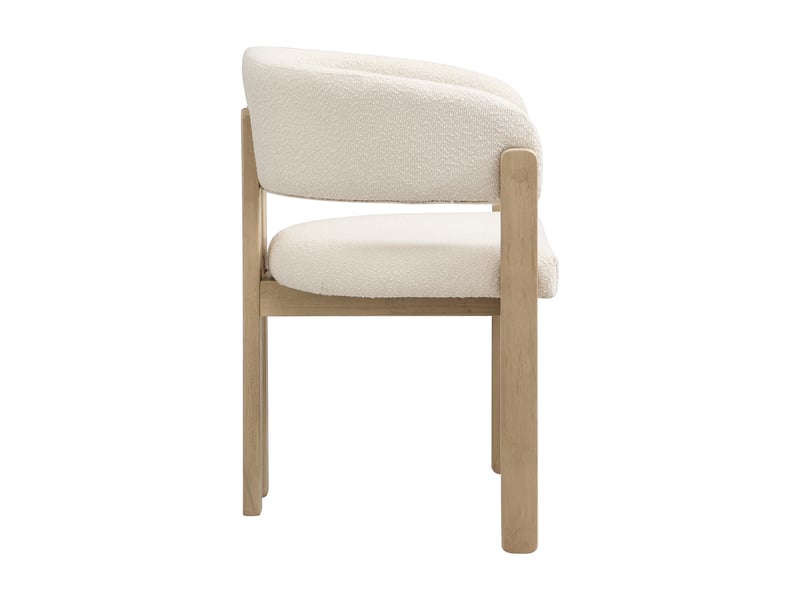 Lot de 4 chaises de salle à manger en bois massif naturel, tissu bouclette, modernes - Conforama E