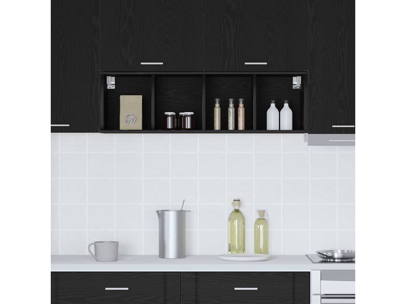 Meuble de rangement cuisine, armoire suspendue chêne noir 30x29,5x100cm - Conforama D
