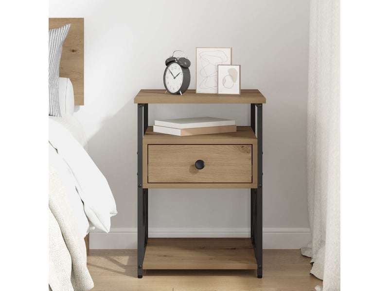  Table de chevet - cabinet de chevet - table de nuit chêne artisanal 40 x 42 x 55 cm  - Conforama C