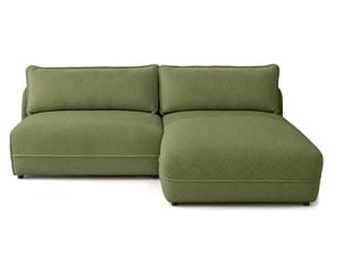 Canapé d'angle droit fixe BESTMOBILIER LUCIEN 4 places Tissu vert avec coffre de rangement