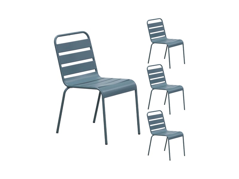  Ensemble table de jardin + 6 chaises en métal bleu gris - baca  - Conforama D