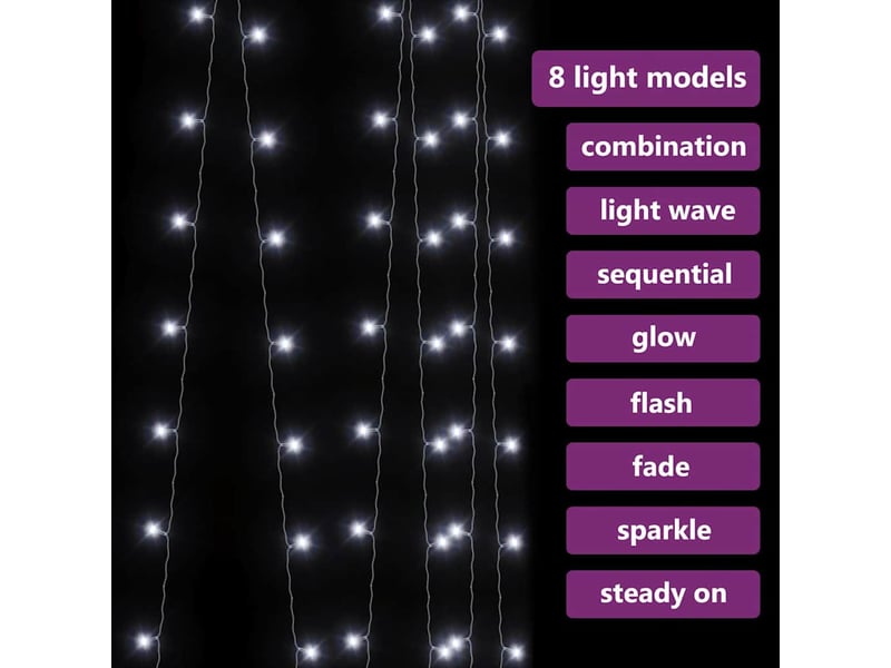  Rideaux lumineux à led 3x3 m 300 led blanc froid 8 fonctions cf44500  - Conforama C