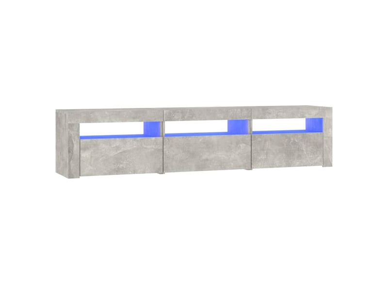 Meuble tv - banc tv - meuble de rangement avec lumières led gris béton 180x35x40 cm  - Conforama A