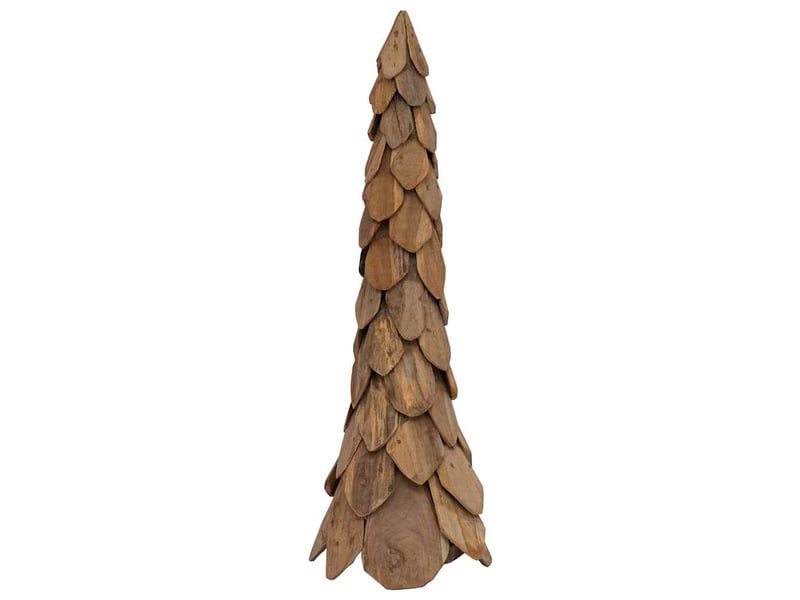 Sapin de noël - arbre de noël avec support marron 111 cm bois de teck solide - Conforama D