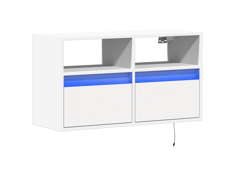 Meuble tv - banc tv - meuble de rangement mural avec lumières led blanc 80x31x45 cm - Conforama C