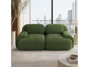 Canapé 2 places,208x103x70 cm,avec accoudoirs arrondis,velours côtelé,vert