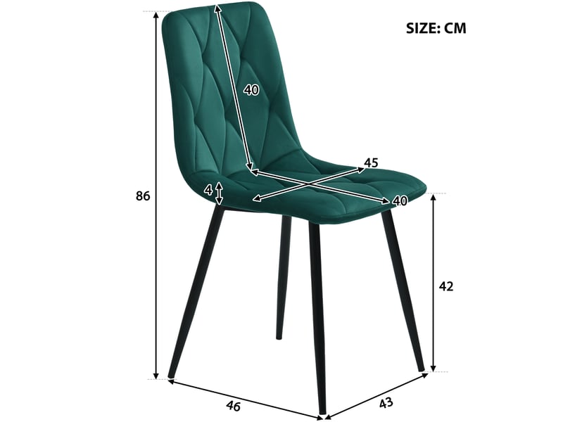  Ensemble table à manger 117x68x75 cm avec 4 chaises vert foncé  - Conforama C