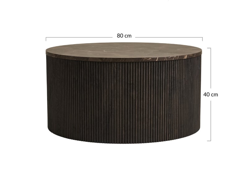  Finn - table basse plateau effet marbre et pieds en tasseaux de bois en fsc  100% - 80 cm - lisa design - marron FINN - Conforama C