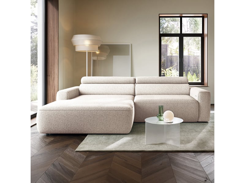  Selsey fando - canapé d'angle - 252 cm - tissu tressé beige clair - côté gauche Fando - Conforama B