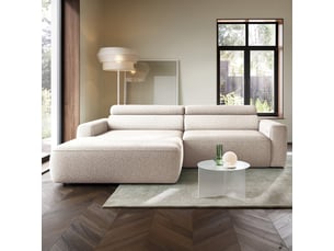 Selsey fando - canapé d'angle - 252 cm - tissu tressé beige clair - côté gauche