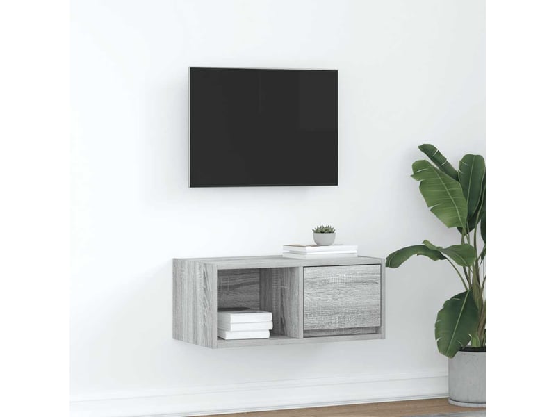  Meuble tv - banc tv - meuble de rangement sonoma gris 60x31x25,5 cm bois d'ingénierie  - Conforama B